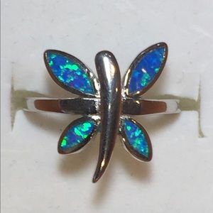 Sterling Silver and Opal Ring, Size 7 1/2